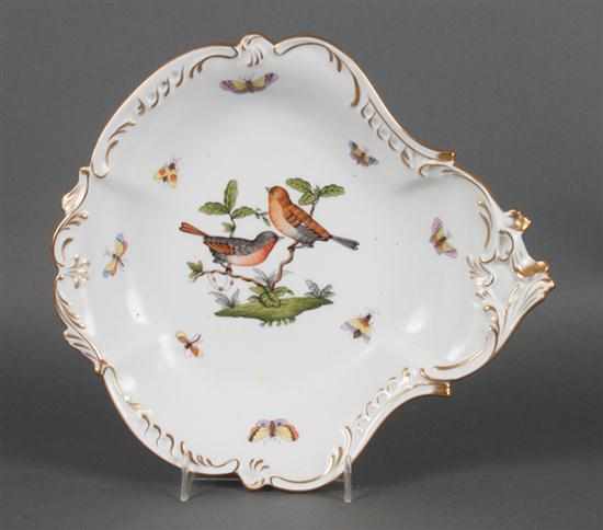 Appraisal: Herend porcelain shrimp dish in the ''Rothschild Bird'' pattern x