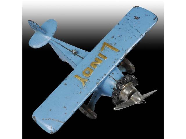 Appraisal: Cast Iron Hubley Lindy Airplane Toy Description Painted blue Scarce