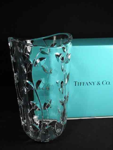 Appraisal: Tiffany Co crystal vase with a foliate vine pattern and