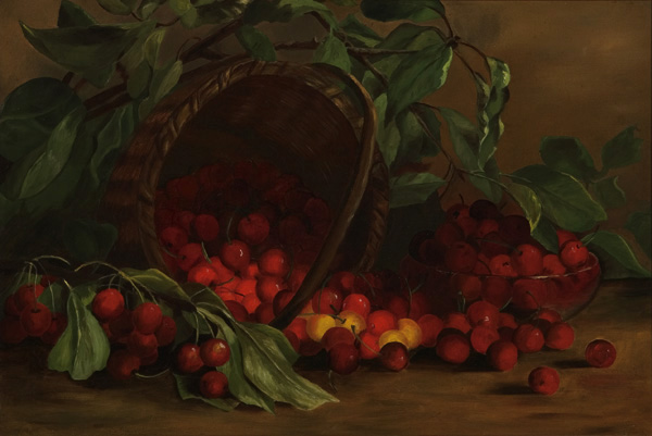 Appraisal: AMERICAN SCHOOL th Century Still Life with Cherries oil on