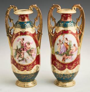 Appraisal: Pair of Royal Vienna Style Porcelain Vases th c Pair