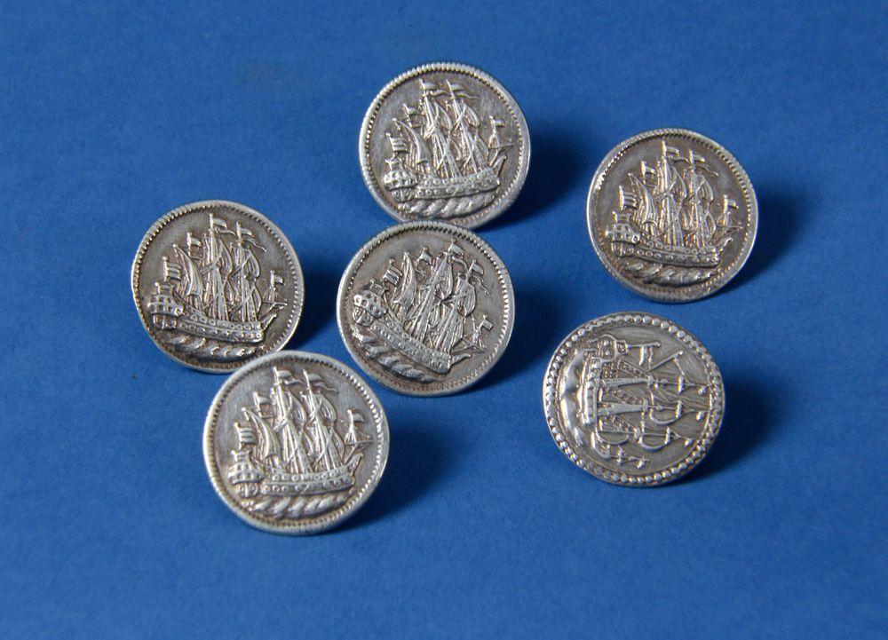 Appraisal: Set of Six Dutch Silver Buttons th Century Set of