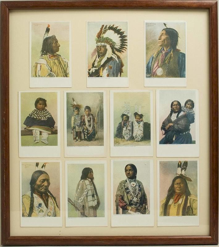 Appraisal: Framed Native American Postcards Eleven F A Rinehart Native American