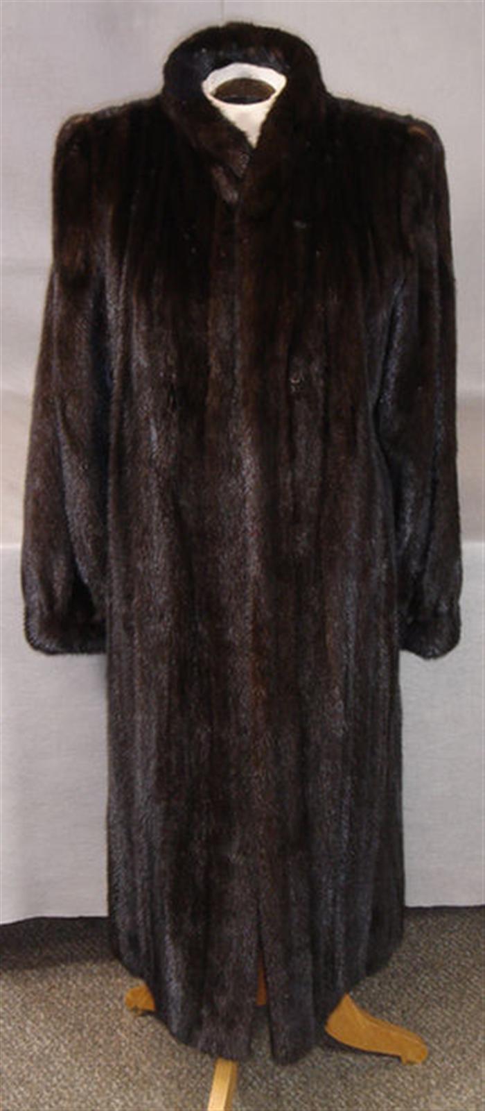 Appraisal: Black full length fur coat about size Estimate -