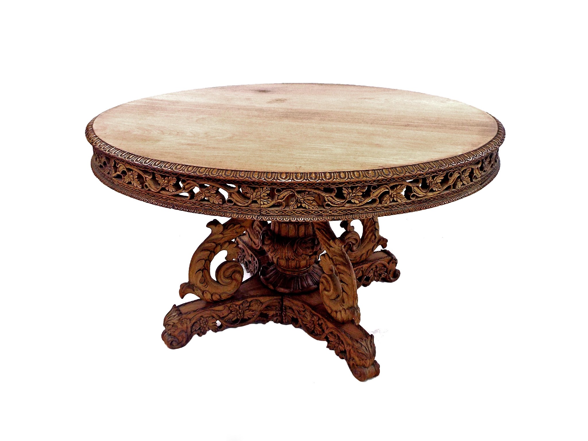 Appraisal: Good th century Goanese carved hardwood centre table the circular