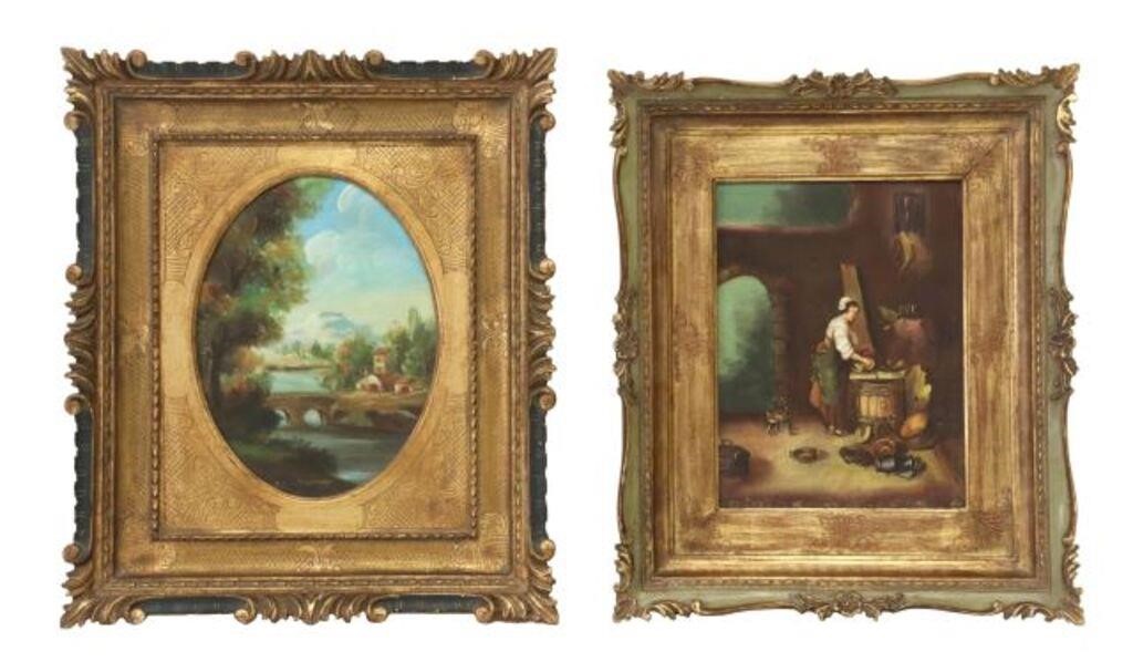 Appraisal: lot of Framed oil paintings including oil painting on copper