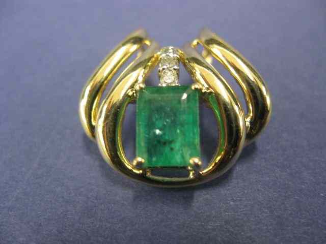 Appraisal: Emerald Diamond Pendant carat emeraldcut gem with diamonds above in