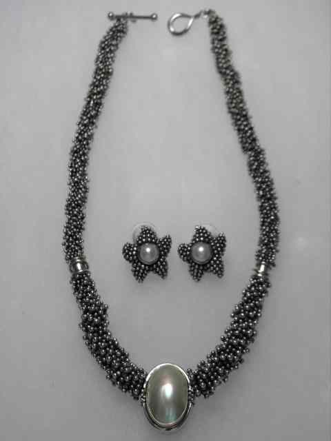 Appraisal: Michael Dawkins Sterling Silver necklace and a pair of Stephen