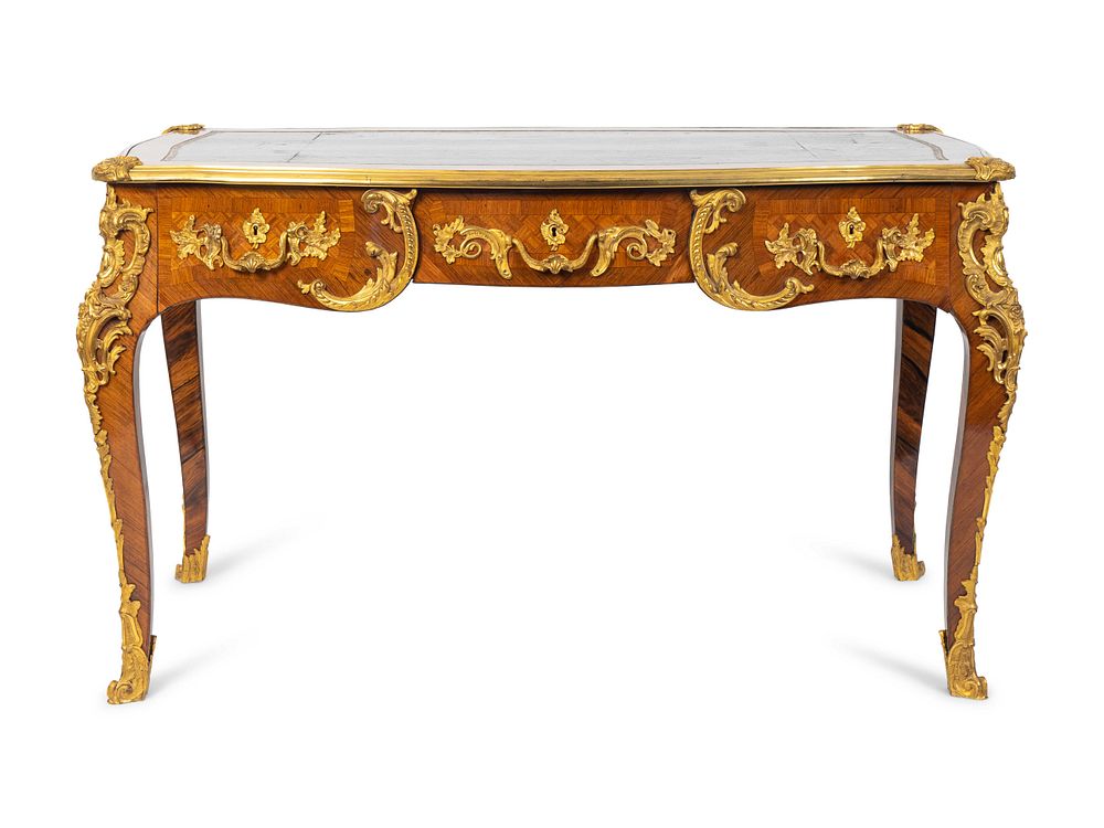 Appraisal: A Fine Louis XV Style Ormolu-Mounted Kingwood and Tulipwood Bureau