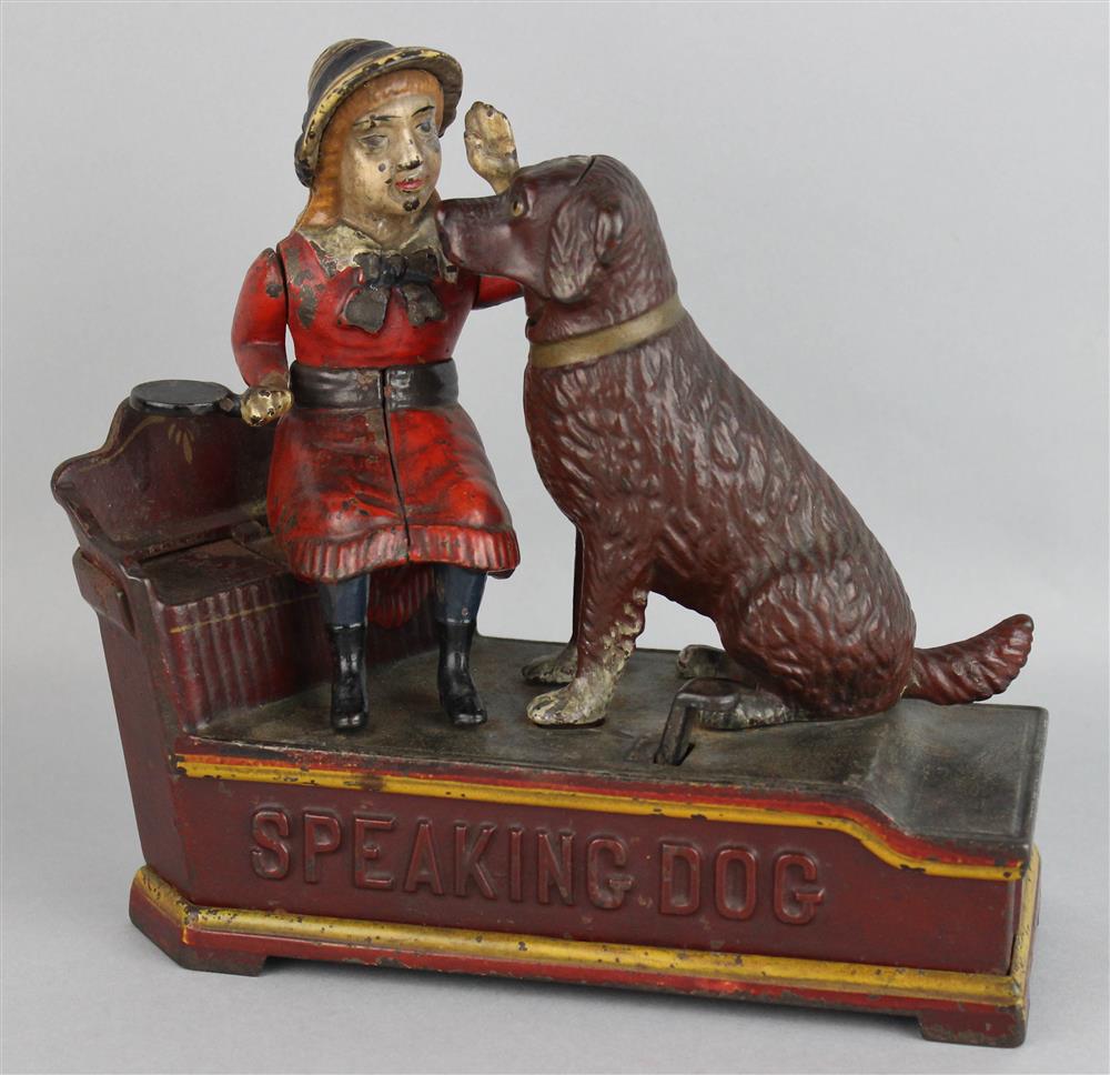 Appraisal: CAST IRON 'SPEAKING DOG' MECHANICAL BANK manufactured by Shepard Hardware