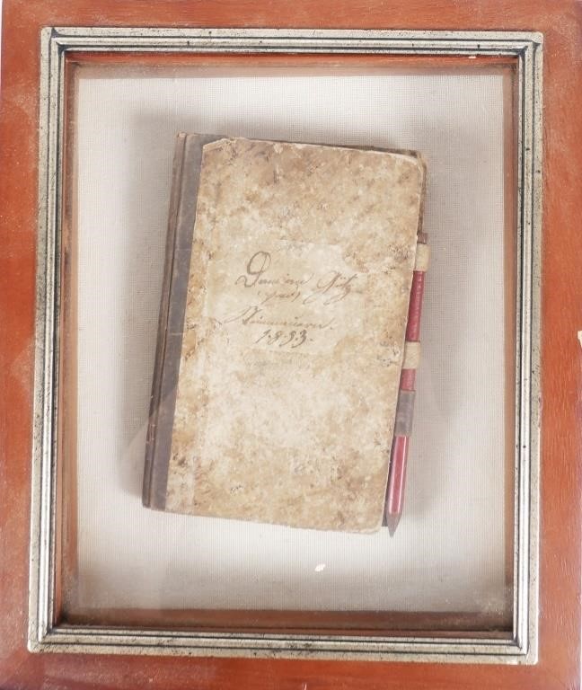 Appraisal: Shadowboxed book presumed to be a diary dated Comes with