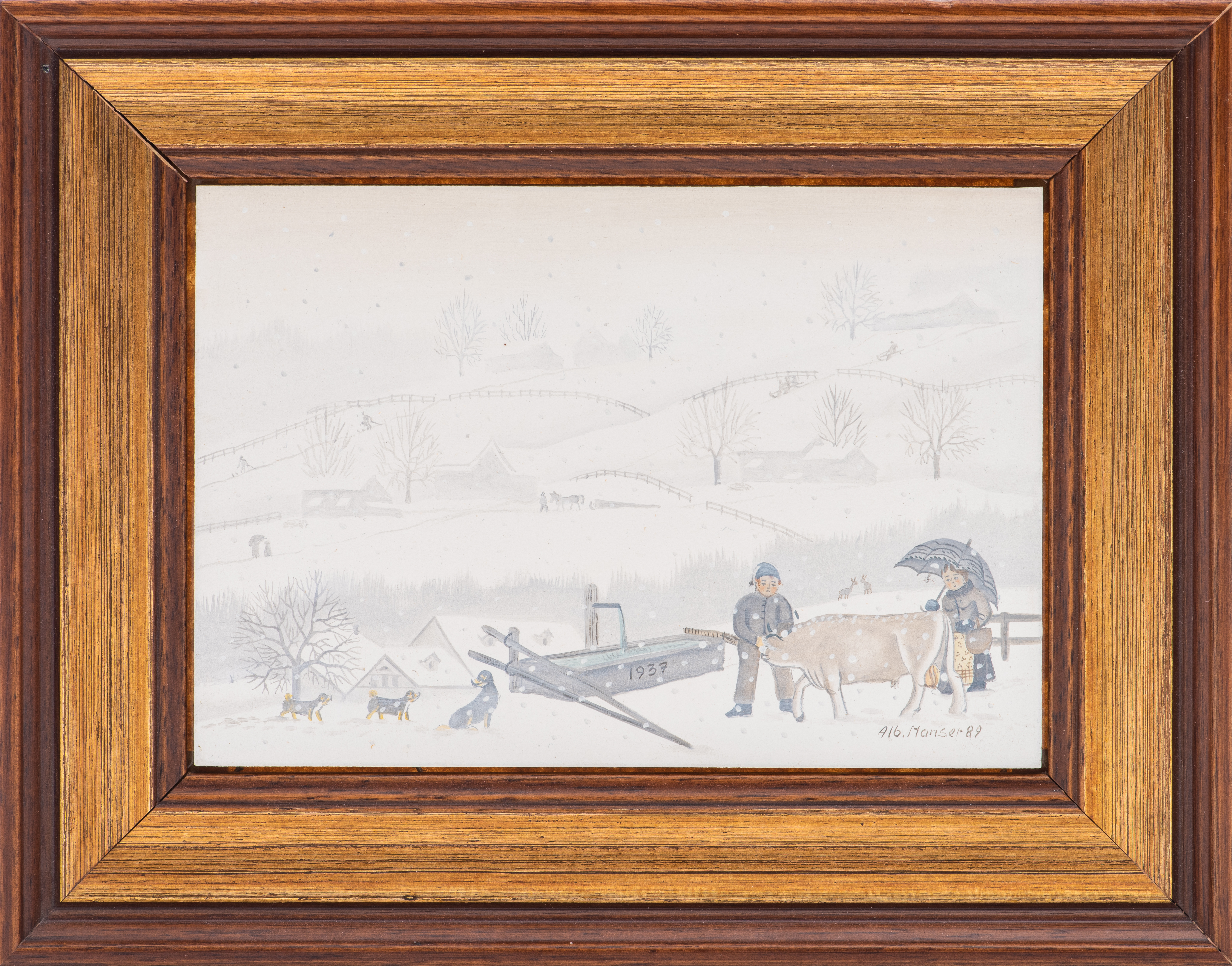 Appraisal: ALBERT MANSER FOLK ART OF WINTER IN SWISS ALPS Albert