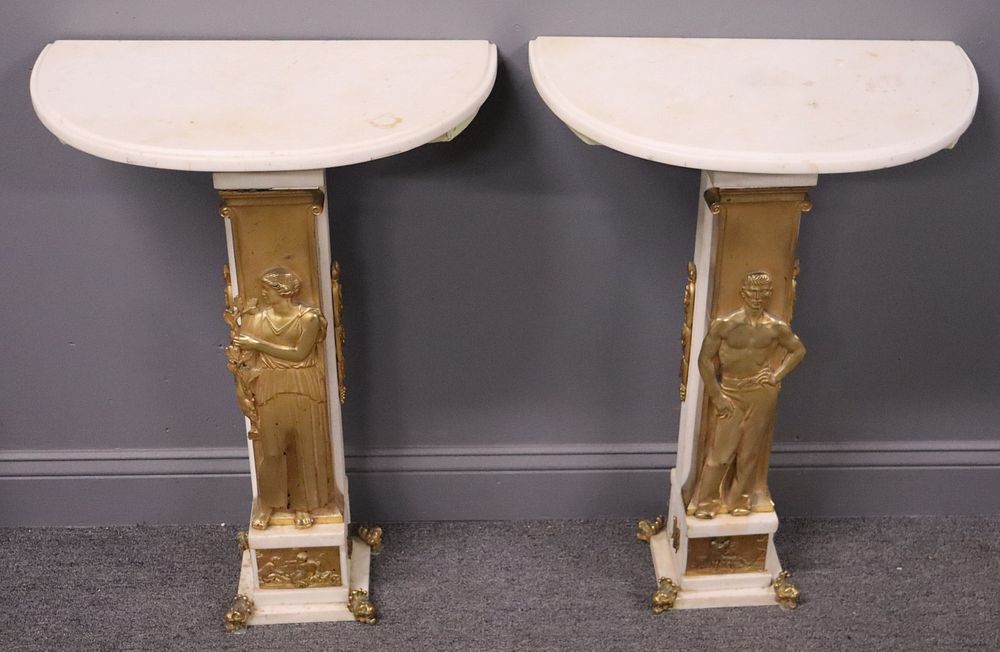 Appraisal: A Pair Of Finest Quality Gilt Bronze And Marble Pedestal