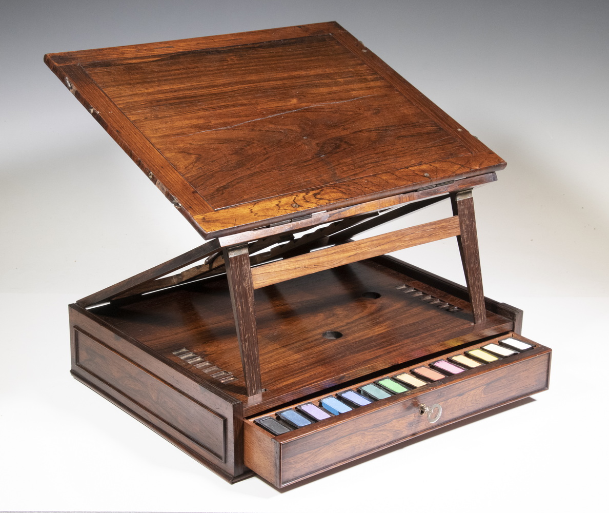 Appraisal: ROSEWOOD ARTIST'S BOX SIGNED AND DATED English Finely Crafted Metamorphic