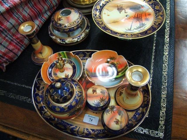 Appraisal: A Noritake Arabian pattern dressing table set consisting of an