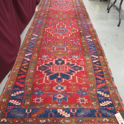 Appraisal: Karaga Persian Handmade Runner geometric designs primarily reds blues browns