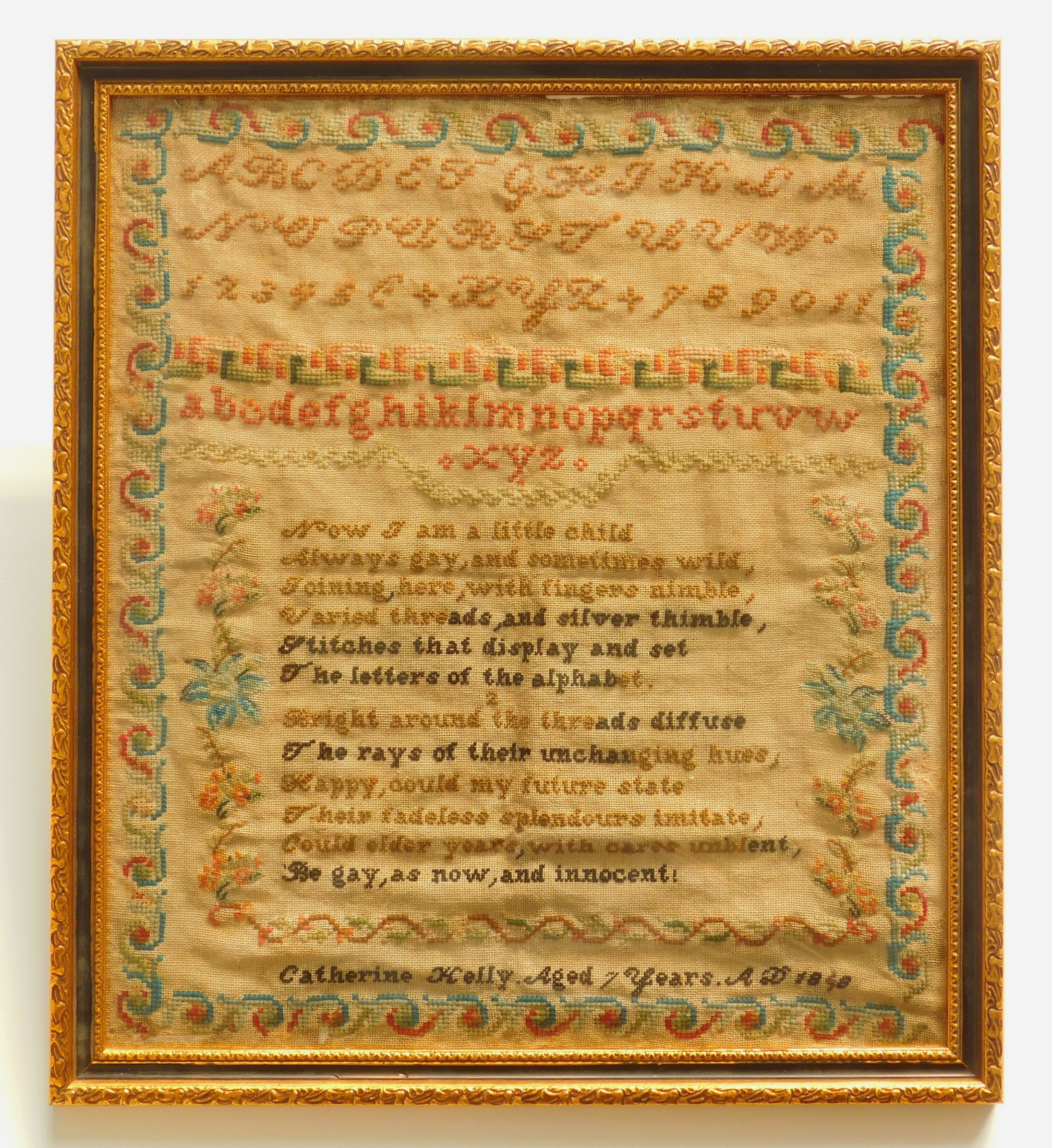 Appraisal: th c American sampler by Catherine Kelly years x ''