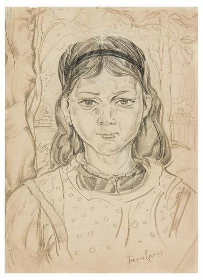 Appraisal: GRIGORIEV Boris - Portrait of a Russian village girl c