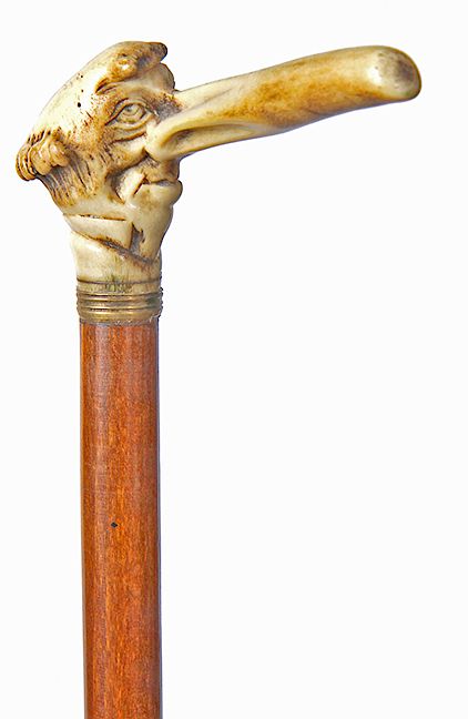 Appraisal: Anti-Semitic Stag Cane- late th century- carved stag handle brass