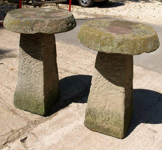 Appraisal: A pair of staddle stones with flat circular tops