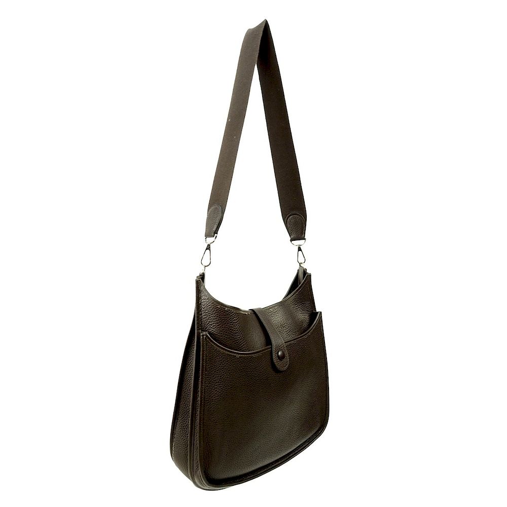 Appraisal: Hermes Bag Hermes Chocolate Brown Evelyne GM Bag Silver tone