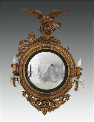 Appraisal: American Gilt Girandole Mirror Apprx H x W with a