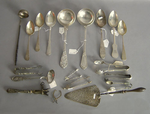 Appraisal: Continental silver flatware and serving utensils to include French punch