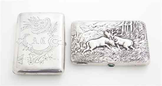 Appraisal: Two Russian Silver Cigarette Cases the first Moscow having second