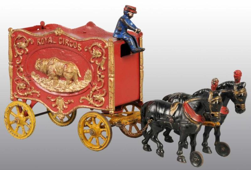 Appraisal: Cast Iron -Horse Royal Circus Rhino Van Wagon Description The