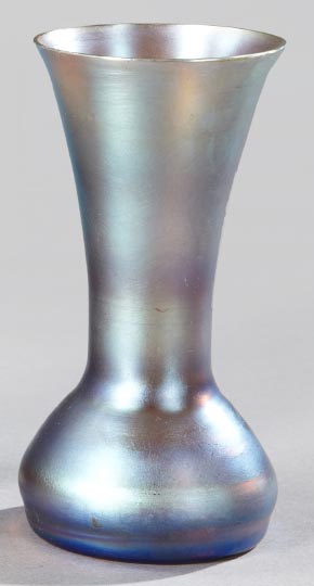 Appraisal: Good Johann Loetz Pale Blue-Iridized Amber Glass Flared Neck Vase