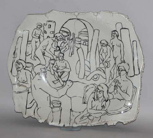 Appraisal: Nude Potters Ceramic on Ceramic Caplan Jerry x x inches