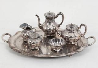 Appraisal: PIECE STERLING TEA COFFEE SERVICE TROY OZS PIECE STERLING FOOTED