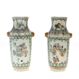 Appraisal: Pair Chinese famille vert porcelain vases Pair Chinese famille vert