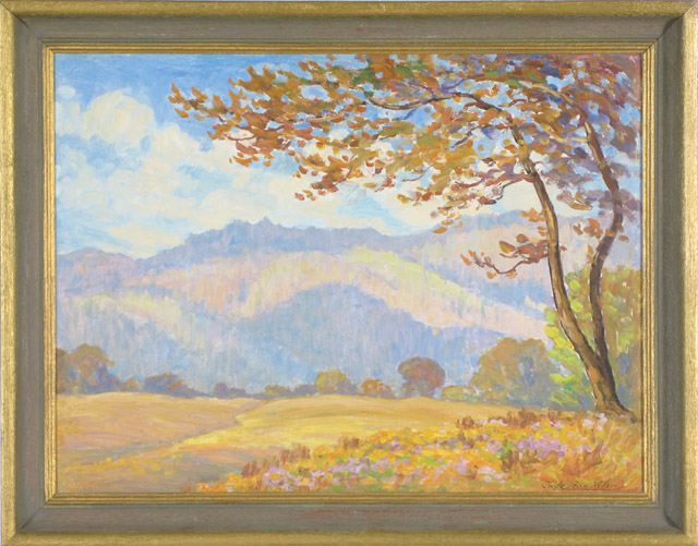 Appraisal: CLYDE LEON KELLER OIL ON PANEL Oregon - An autumn