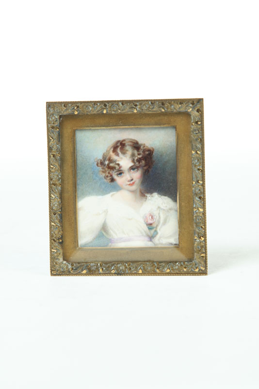 Appraisal: MINIATURE ON IVORY American nd half- th century Young blonde