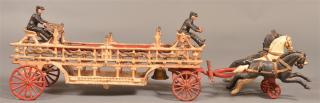 Appraisal: Antique Cast Iron horse Team Ladder Wagon Antique Cast Iron