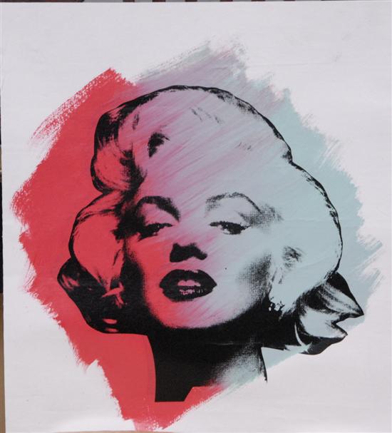 Appraisal: SAK MARILYN MONROE PRINT Polychrome portrait on canvas Pencil signed