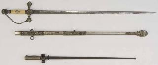 Appraisal: Bayonet and Sword one four sided French Bayonet with sheath