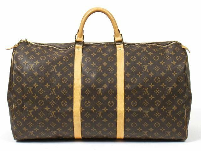 Appraisal: Louis Vuitton Keepall duffle bag in brown and tan monogram