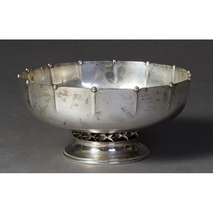 Appraisal: Large Sterling Silver Danish Modern Style Punch Bowl c by