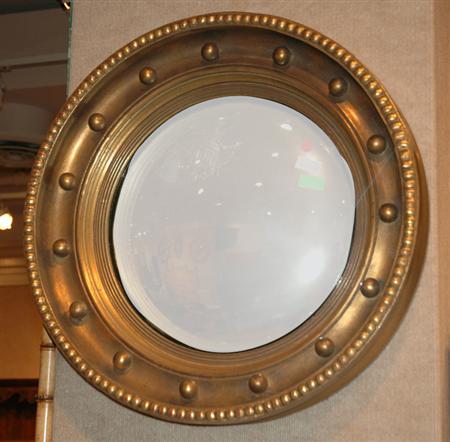 Appraisal: Regency Style Gilt-Wood Convex Mirror Estimate nbsp nbsp nbsp -