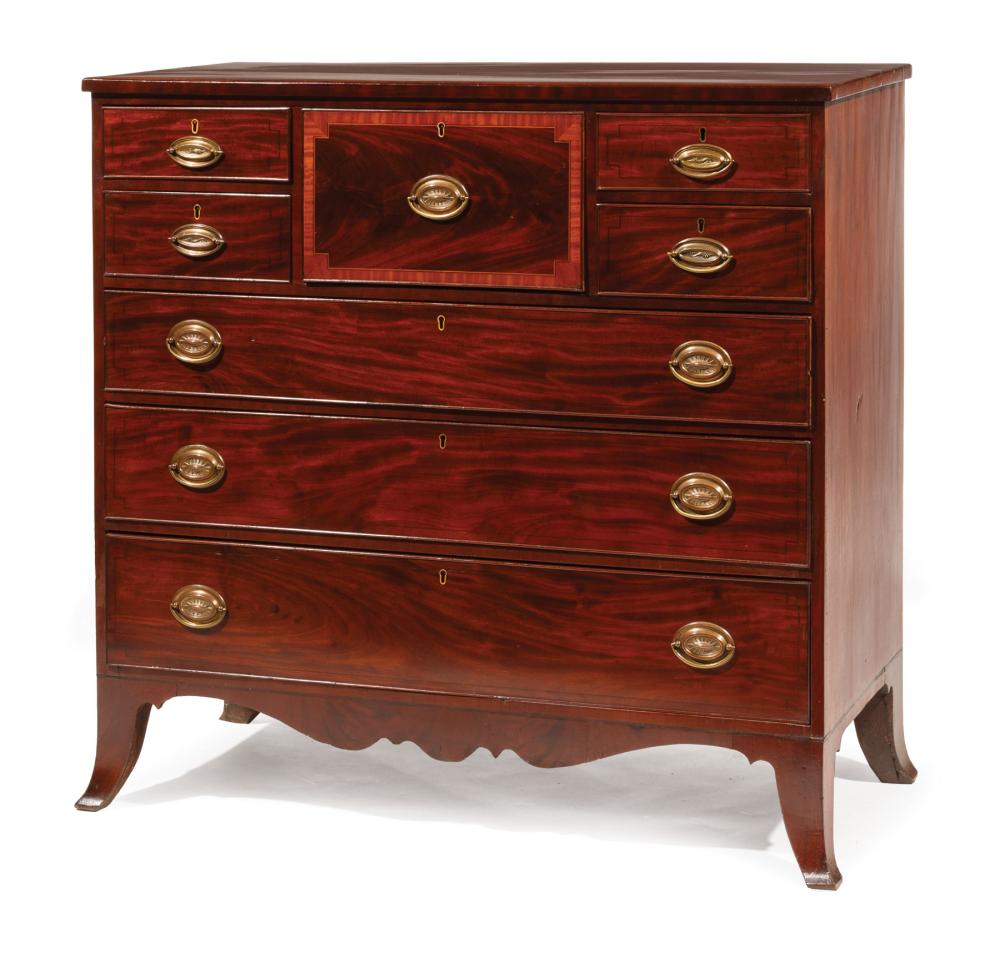 Appraisal: Scottish Georgian Satinwood Inlaid Mahogany Chest of Drawers early th