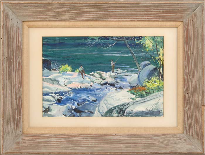 Appraisal: HARDIE GRAMATKY American - FISHING IN CANADA Fine watercolor scene