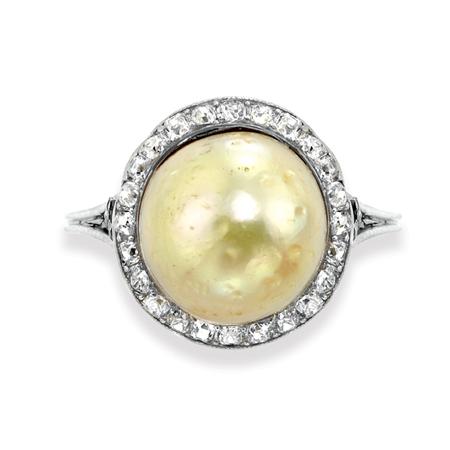 Appraisal: Natural Pearl and Diamond Ring Estimate -