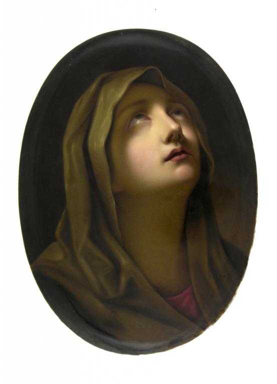 Appraisal: A BERLIN OVAL PLAQUE painted after Guido Reni with the