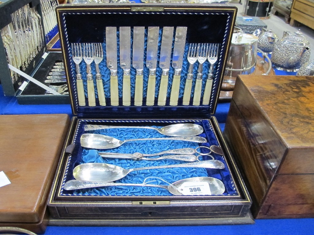 Appraisal: Cased piece EP fruit cutlery set