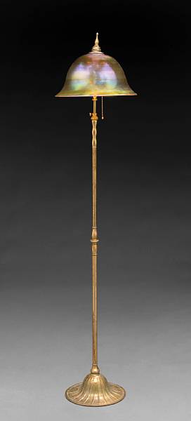 Appraisal: A Tiffany Furnaces Favrile glass and gilt bronze floor lamp