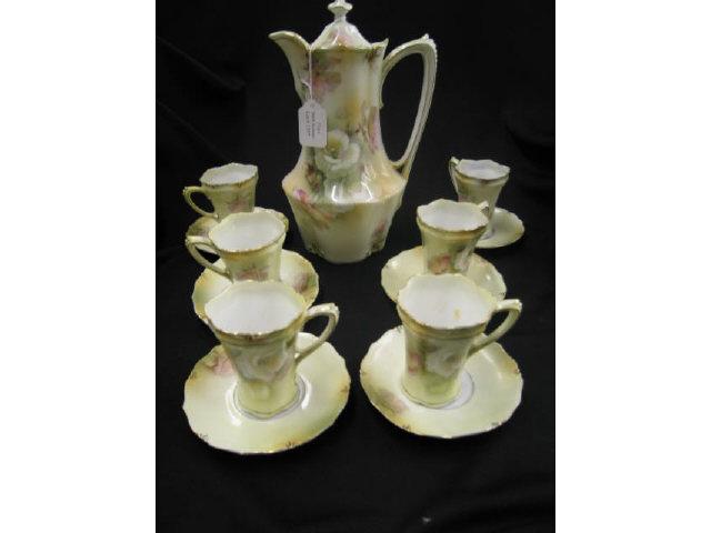 Appraisal: pc R S Prussia Porcelain Chocolate Set pot with cups