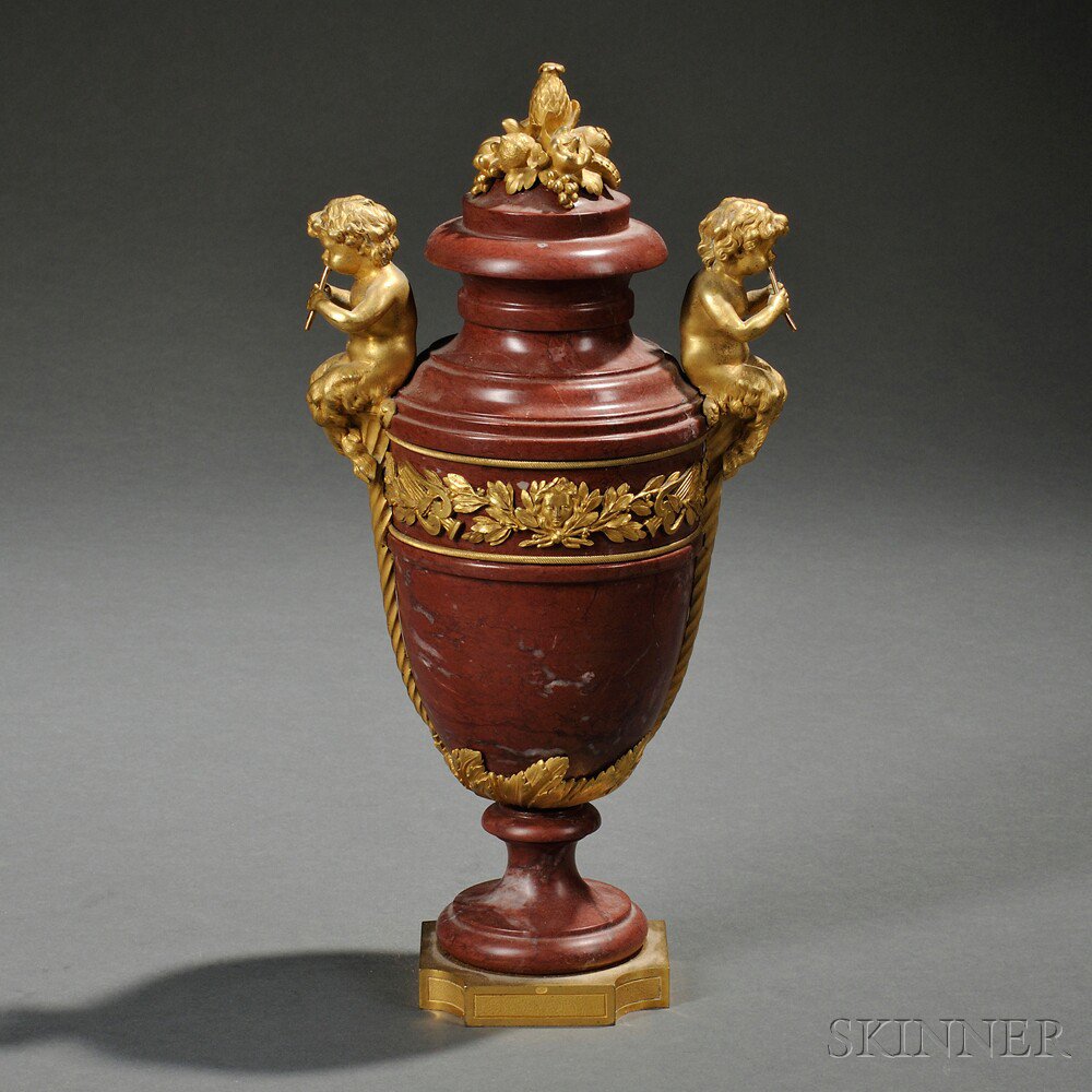 Appraisal: Louis XVI-style Dor Bronze-mounted Rosso Marmo Antico Marble Urn France