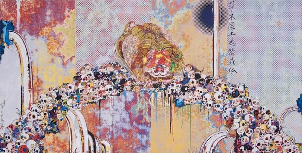 Appraisal: Takashi MurakamiOf Chinese Lions Peonies Skulls and Fountains Takashi Murakami